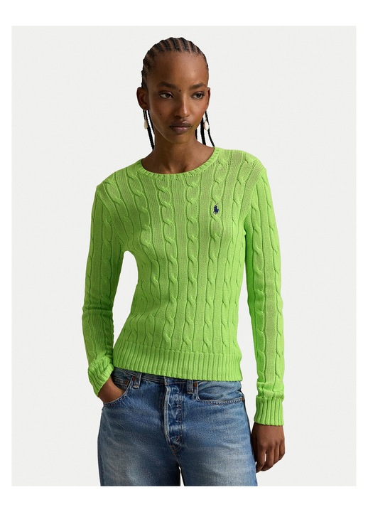 Pulover dama, Polo Ralph Lauren, slim fit, verde, bumbac