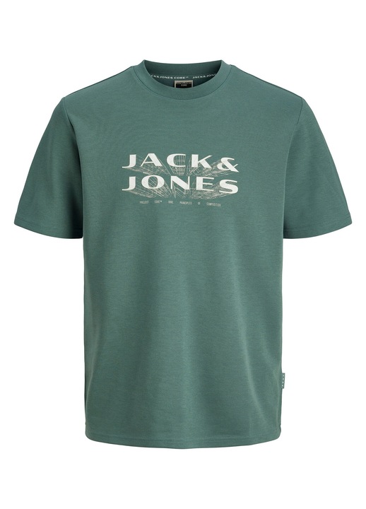 Tricou barbati, Jack & Jones, verde, poliester reciclat si bumbac