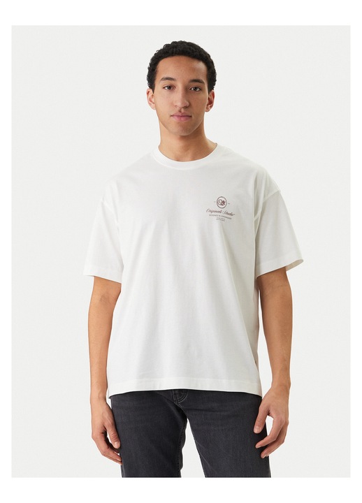 Tricou Barbati, jack jones, Bumbac, INTL, Ecru