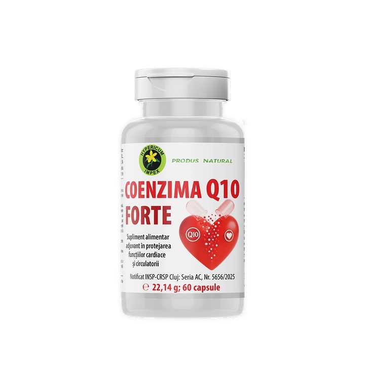 Capsule Coenzima Q10 Forte, Hypericum Impex, 260mg, set 1-2 capsule pe zi