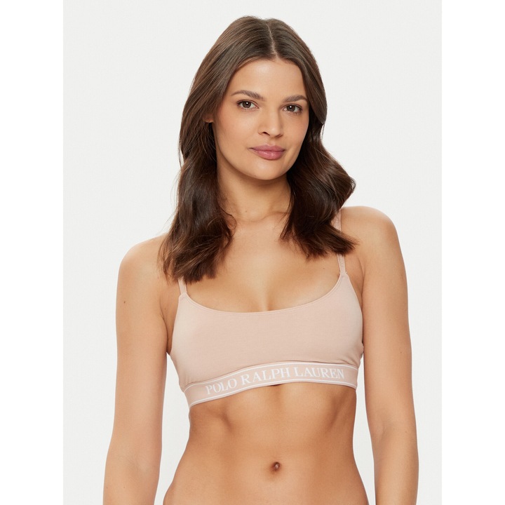 Bustiera sport dama, Polo Ralph Lauren, Bej, Bumbac/Poliamida, XL INTL