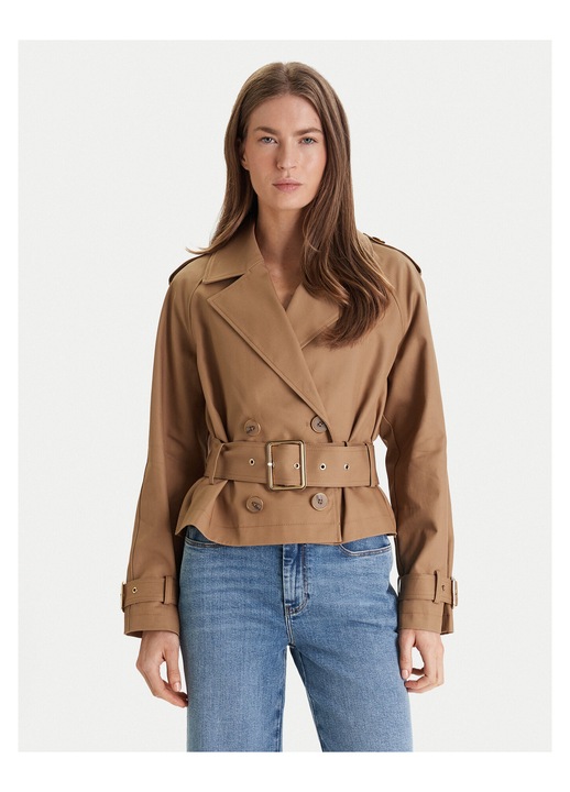 Trenci dama, GUESS BY MARCIANO, bumbac, maro, sistem inchidere nasturi