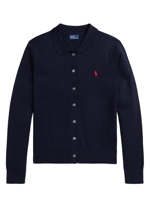 Cardigan dama, Polo Ralph Lauren, slim fit, bleumarin, bumbac