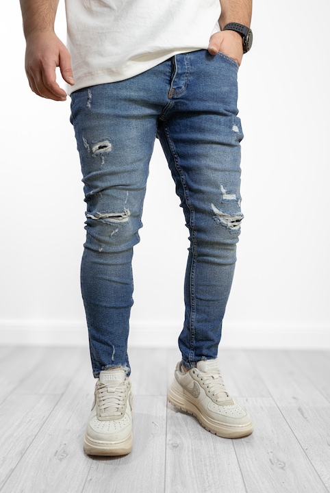 Blugi barbati skinny, 12288, Bumbac, Albastru