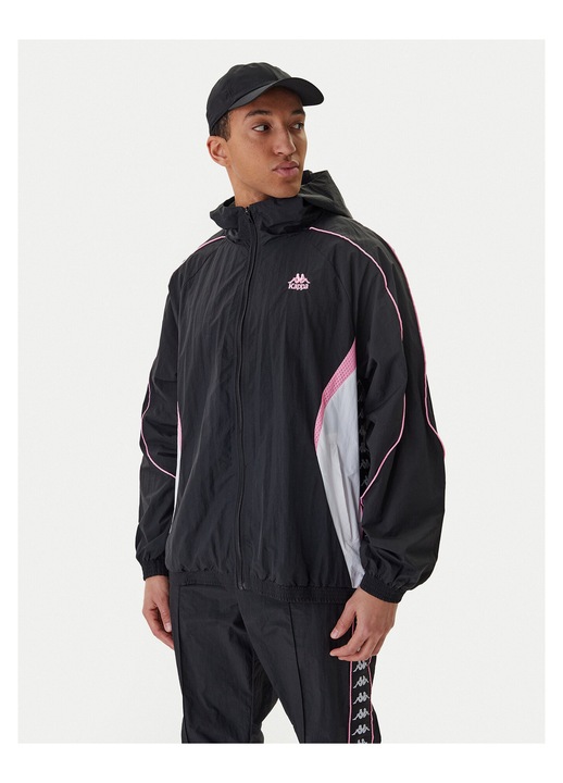 Jacheta de vant Nailon, INTL, Alb, Negru