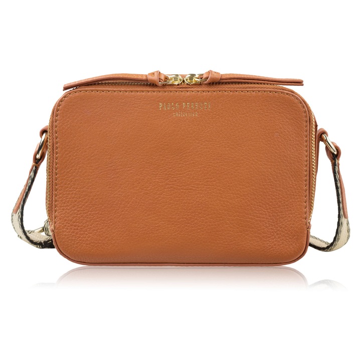 Kis bőr válltáska, konyakszínű, Paolo Peruzzi KV-03