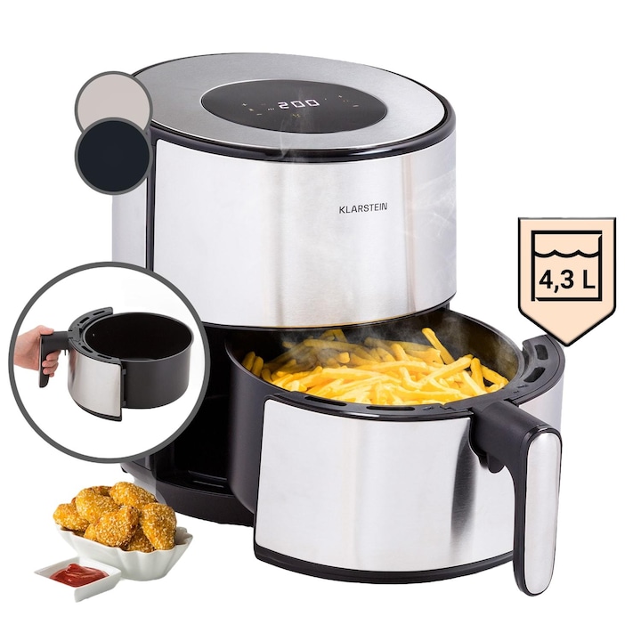 Friteuza fara ulei Bass, model BH10881, capacitate 9L, 10 programe, ecran tactil LCD, 2500W