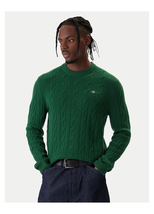 Pulover barbati Gant din lana, Verde