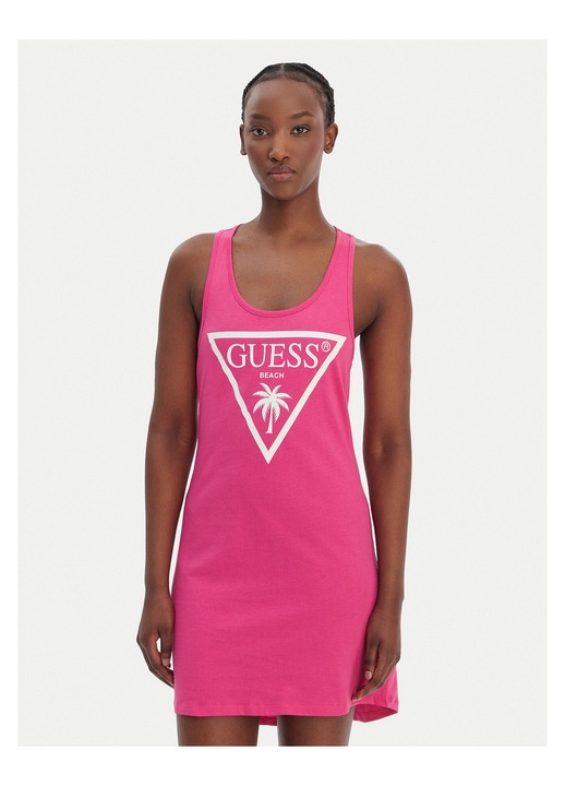 Rochie plaja Guess, bumbac, roz, Roz