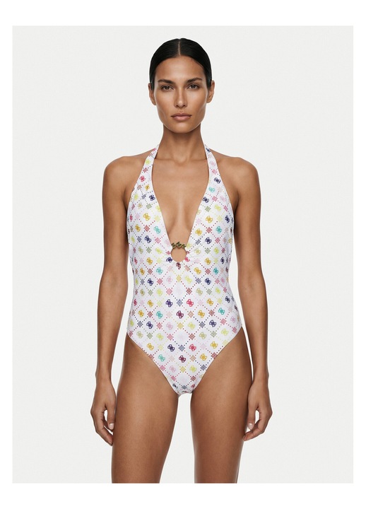 Costum de baie dama, Guess, alb, colorat, 82% poliamida, 18% elastan, L INTL