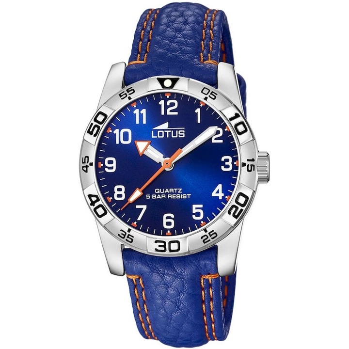 Ceas de mână, Lotus, Colecția Junior, inox, 34mm, curea din piele, culoare albastră