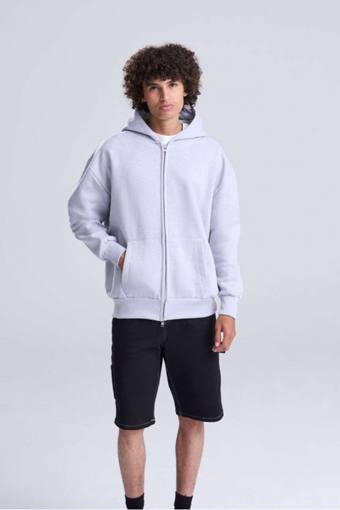 Hanorac unisex oversized cu fermoar, Signature Heavyweight Zoodie, 440 g/m², bumbac ringspun, Gluga, Unisex Just Hoods - AWJH125, Heather Grey