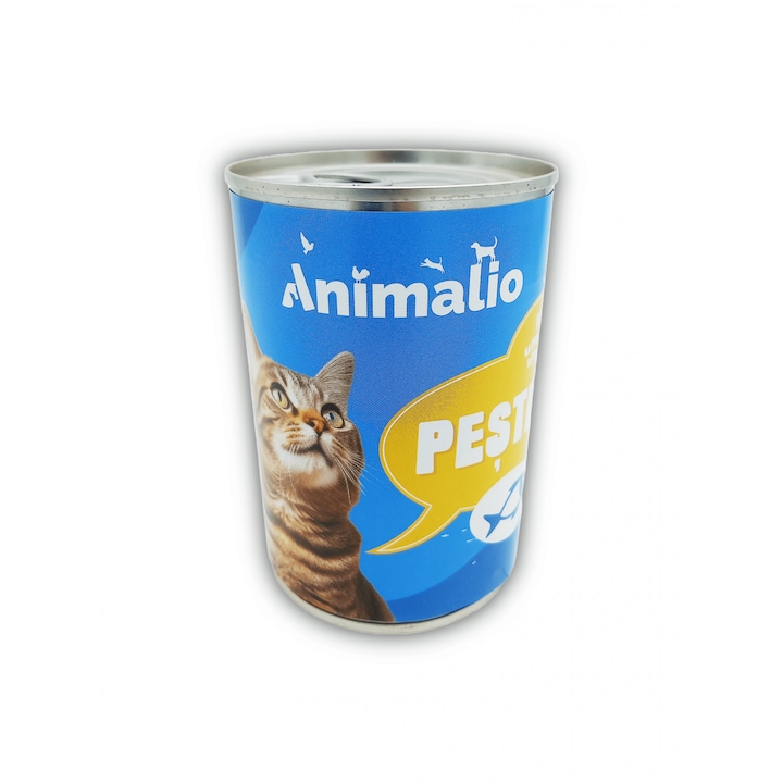 Hrana umeda pentru pisici, cu peste, Animalio, 415 g x 12 buc/set