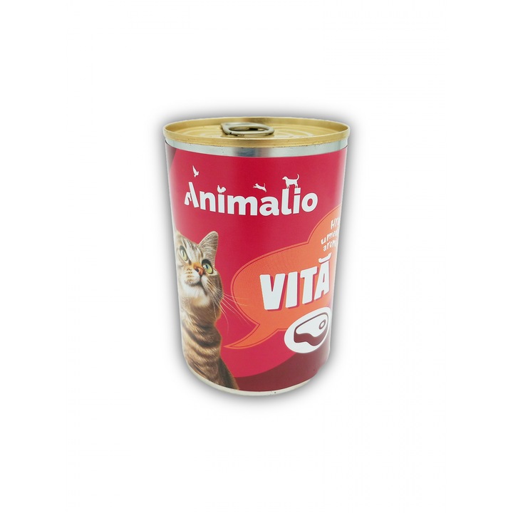 Hrana umeda pentru pisici, cu vita, Animalio, 415 g x 12 buc/set