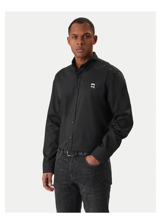 Camasa barbati, Karl Lagerfeld, neagra, 96% bumbac, 4% elastan, Negru