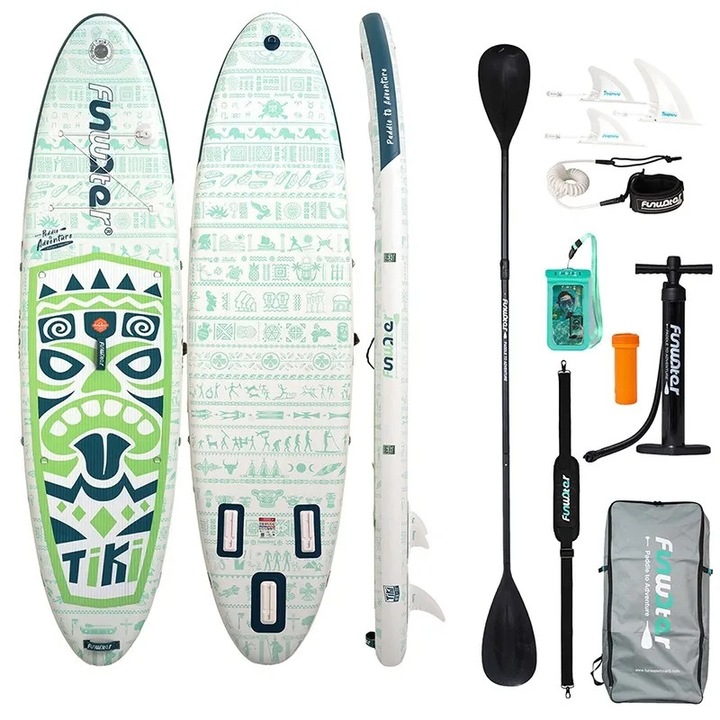 Placa de paddleboard FunWater SUP SUPFW05D Tiki 3,2m (verde)