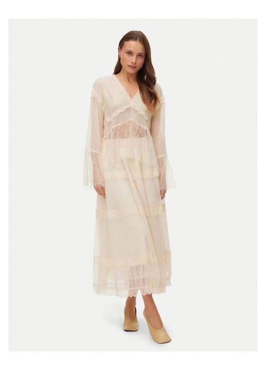 Fusta midi, Vero Moda, poliester reciclat, ecru