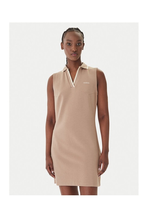 Rochie casual, GUESS, bej, 50% poliester, 17% bumbac, 16% modal, 11% lyocell, 6% elastan