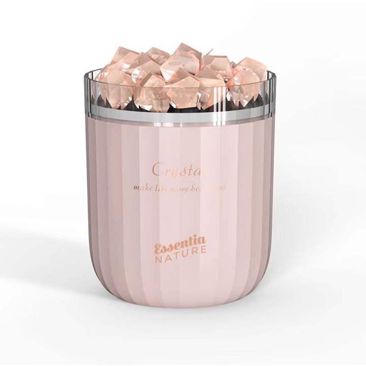 Difuzor de aromă Essentia Nature Crystal Stone 200ml, roz, funcție umidificator, dimensiuni 9, 65x12, 5cm