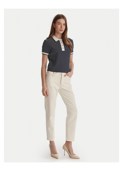 Tricou dama, Guess, dungi, bleumarin, 55% viscoza, 25% poliamida, 15% poliester, 5% elastan, 2XL INTL