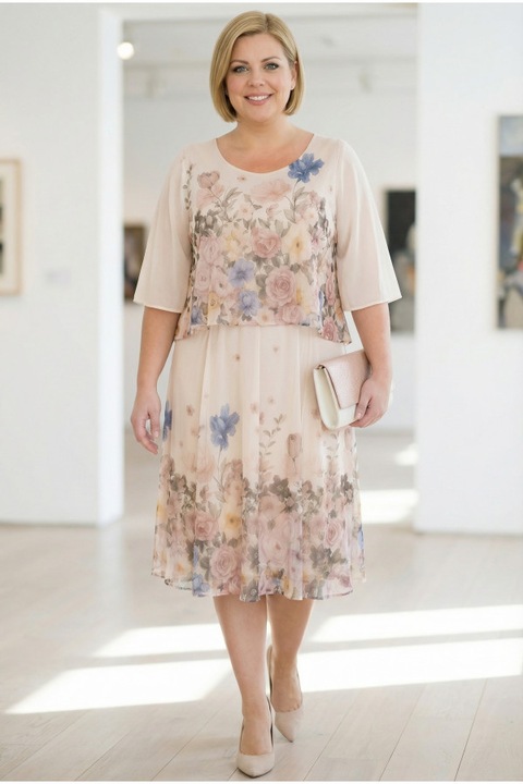 Rochie din sifon MDR24, multicolor, Multicolor