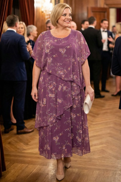 Rochie mov cu flori mici