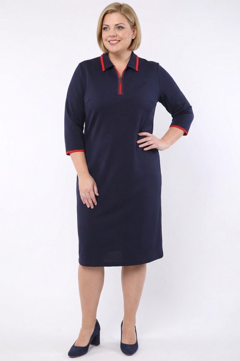 Rochie bleumarin cu fermoar rosu