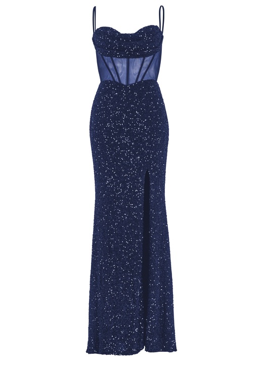 Rochie de seara, Hey Kyla, bleumarin, din poliester, cu fermoar, 42 EU