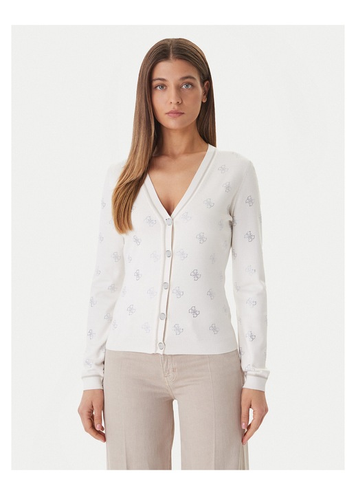 Cardigan dama, Guess, alb, viscoza/ poliester, 2XL INTL