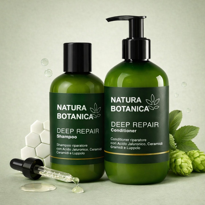 Natura Botanica Deep Repair – Sampon & Balsam Reparator cu Acid Hialuronic si Ceramide 600 ml