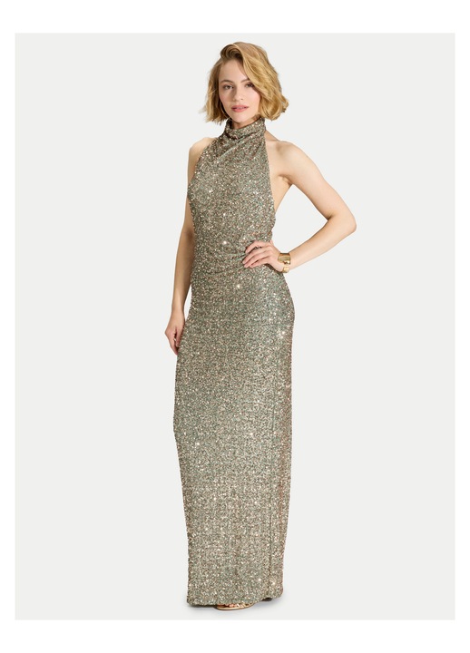 Rochie de seara dama, Swing, fermoar, verde, poliester