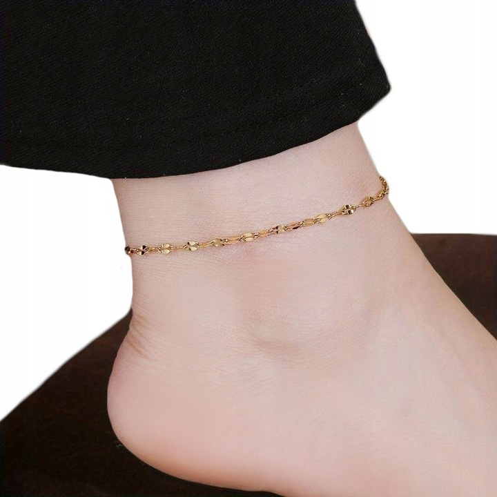 Bratara glezna aurie, otel chirurgical 316L, hipoalergenica, lungime ajustabila 22x5cm