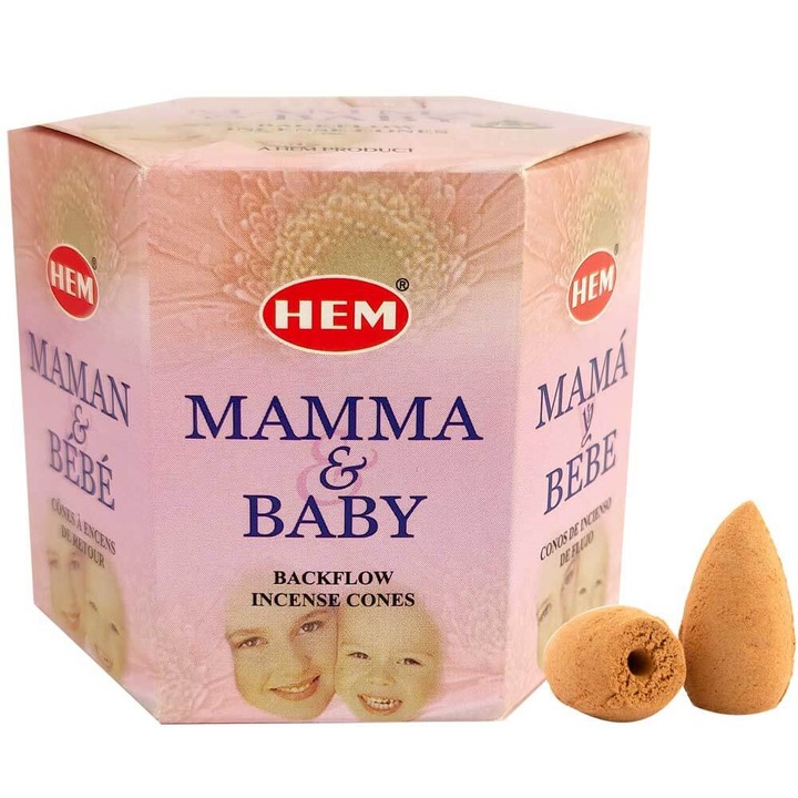 Conuri backflow HEM Mama si copilul, parfumate, set 40 buc, utilizate in fantani cu fum, aromaterapie