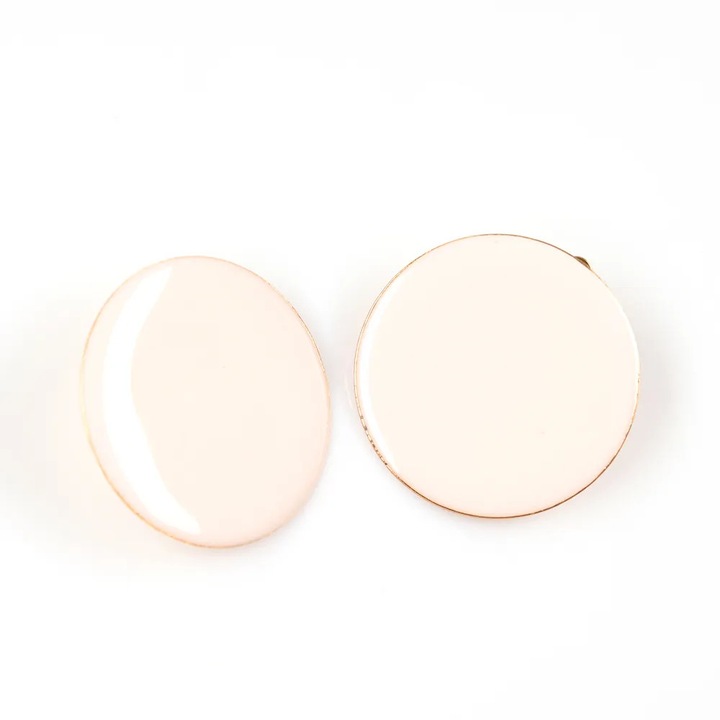 Cercei rotunzi roz pudrat cu margine aurie