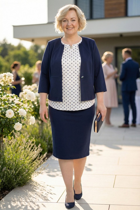 Bluza alba cu buline si decoratiuni bleumarin si aurii