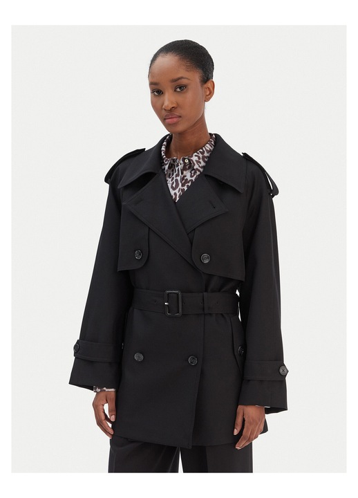 Trenci dama, Joop, negru, poliester reciclat, sistem inchidere nasturi