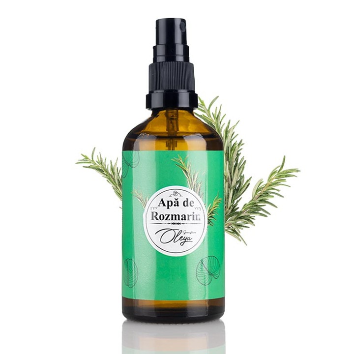 Apa florala de Rozmarin Oleya 100% naturala, 100ml, utilizare pentru par si ten, recipient din sticla brun