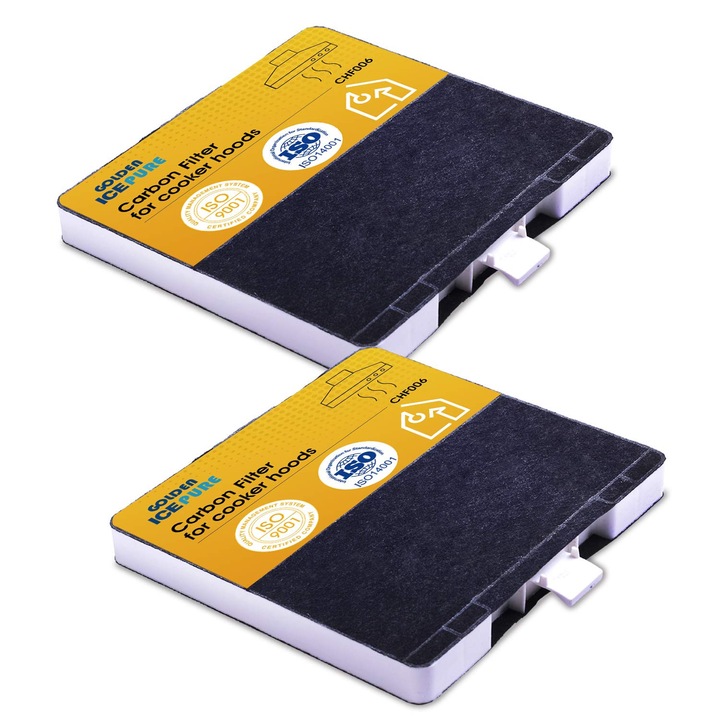 Set 2 Filtre cu carbon activ, Golden Icepure, pentru hote, compatibil cu Bosch 705431, DHZ 5325, negru