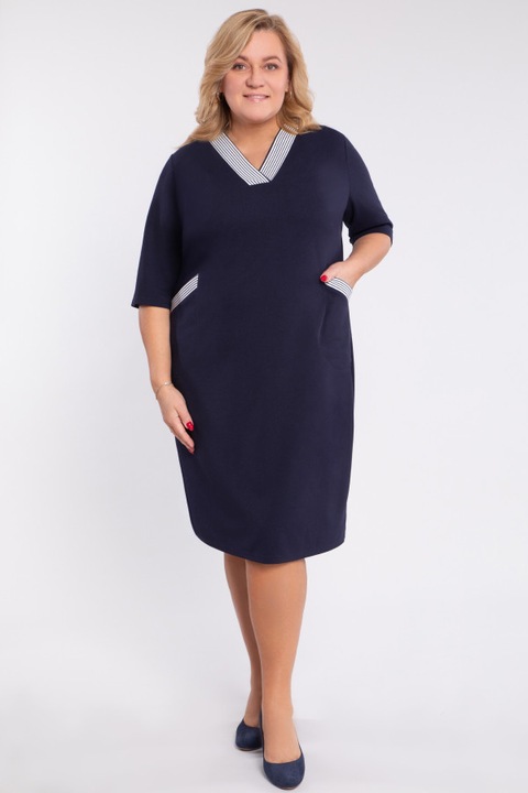 Rochie bleumarin cu curele decorative