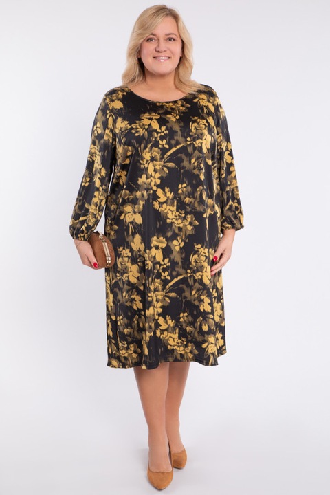 Rochie neagra cu flori galbene