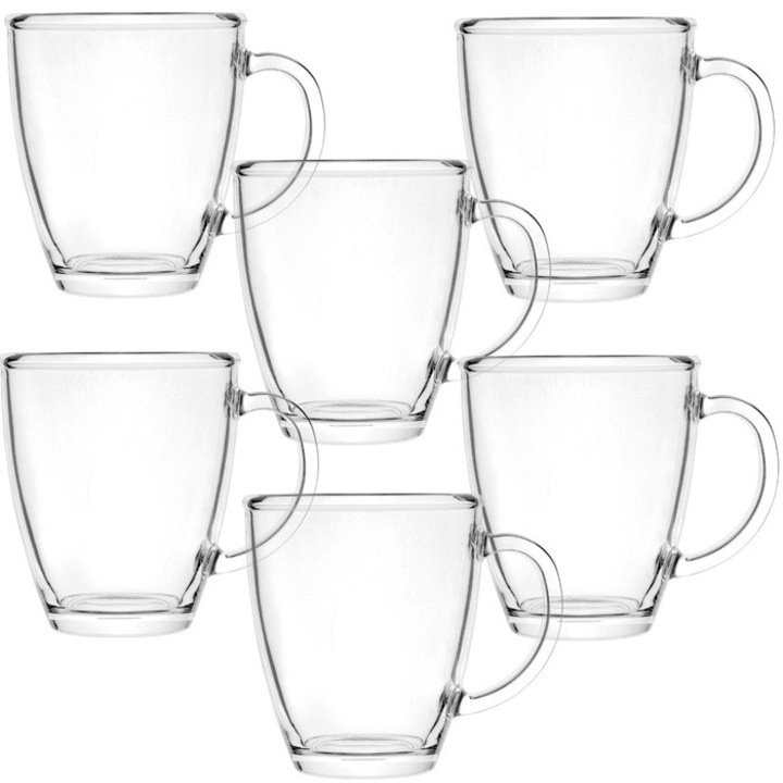 Set 6 cani din sticla Raki 380ml