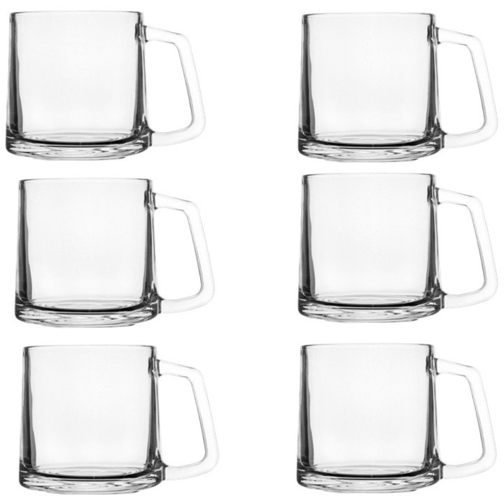 Set 6 cani din sticla Raki 350ml, 8xh9cm