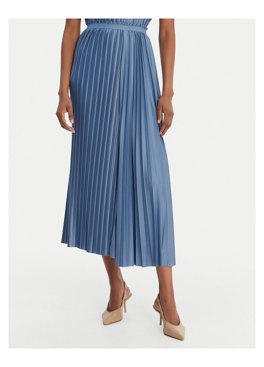 Fusta maxi, Max Co, plisata, albastra, poliester