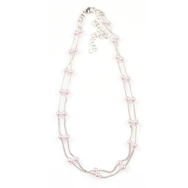 Colier argintiu cu perle delicate