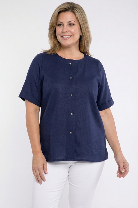 Тъмносиня блуза с копчета