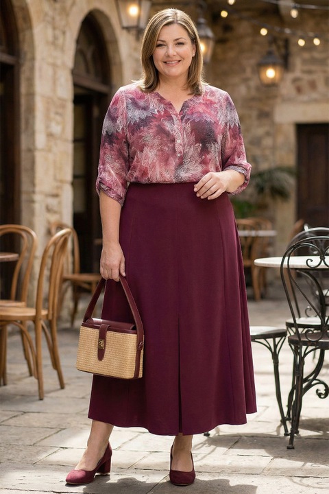 Bluza roz si visinie cu modele albe