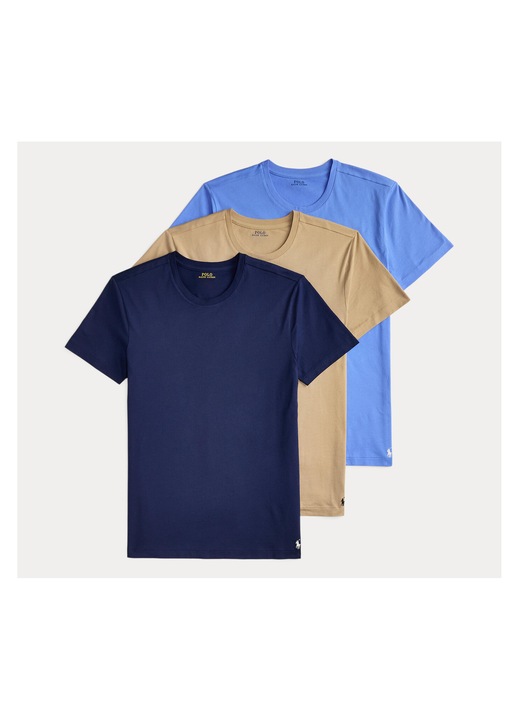 Set 3 tricouri Barbati, Polo Ralph Lauren, slim fit, bej, bleumarin, bumbac, S INTL
