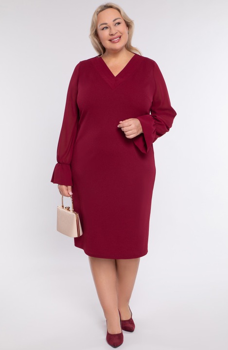 Rochie visinie cu maneci din sifon