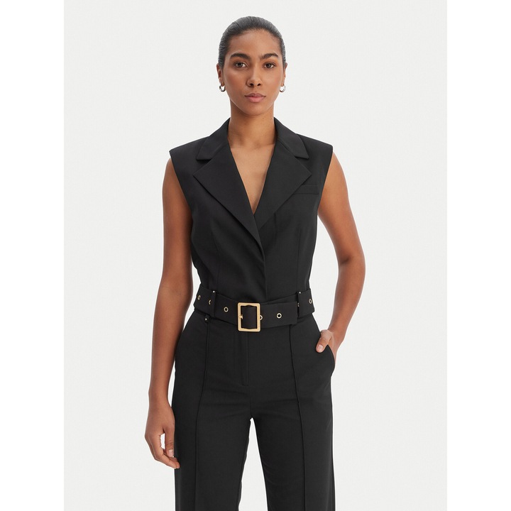 Vesta de costum pentru femei, Karl Lagerfeld, 50% lana, 47% poliester, 3% elastan, 40 EU, Negru, 40 EU