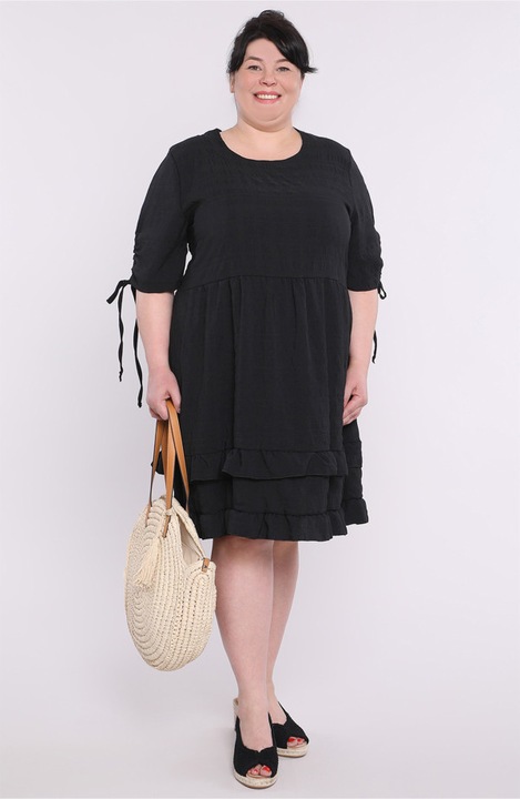 Черна рокля MDR24, разкроена, с къдри, размер 50-52 EU